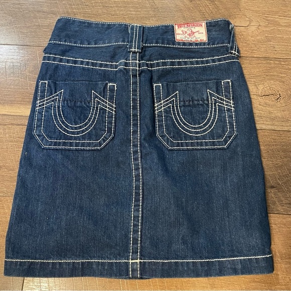 Truereligion Y2K Girly Fun Denim White Stitching Skirt C7 - Picture 4 of 4